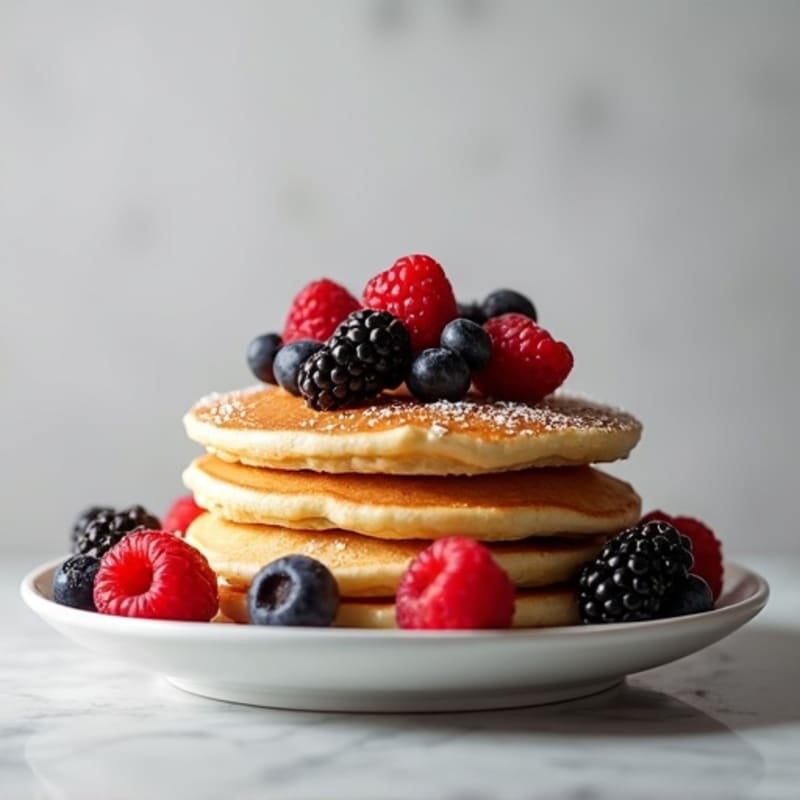 Healthy Fluffy Protein Pancakes with Mixed Berries