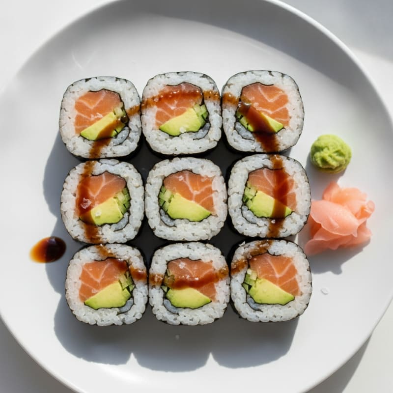 Fresh Salmon & Avocado Sushi Rolls