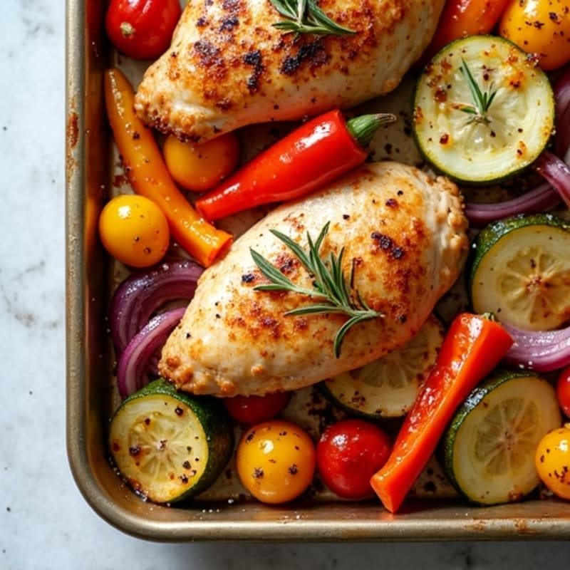 Sheet Pan Herb-Roasted Chicken with Rainbow Vegetables