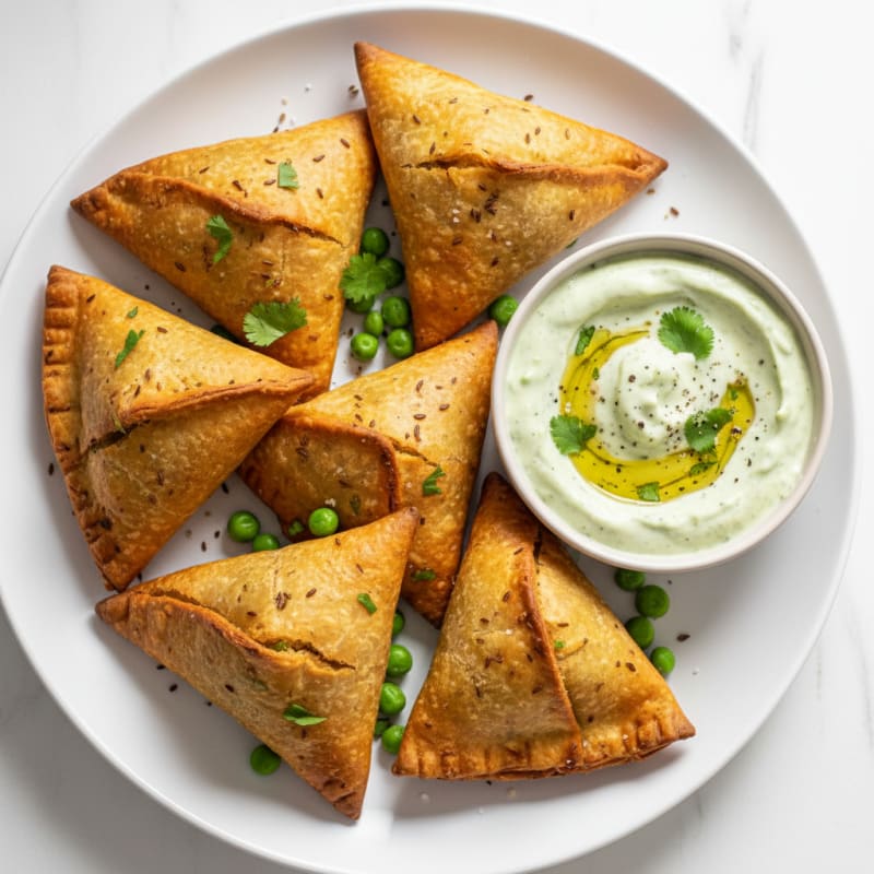 Crispy Spiced Potato and Pea Samosas