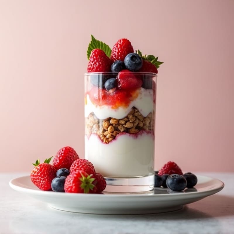 Greek Yogurt Protein Parfait with Mixed Berries