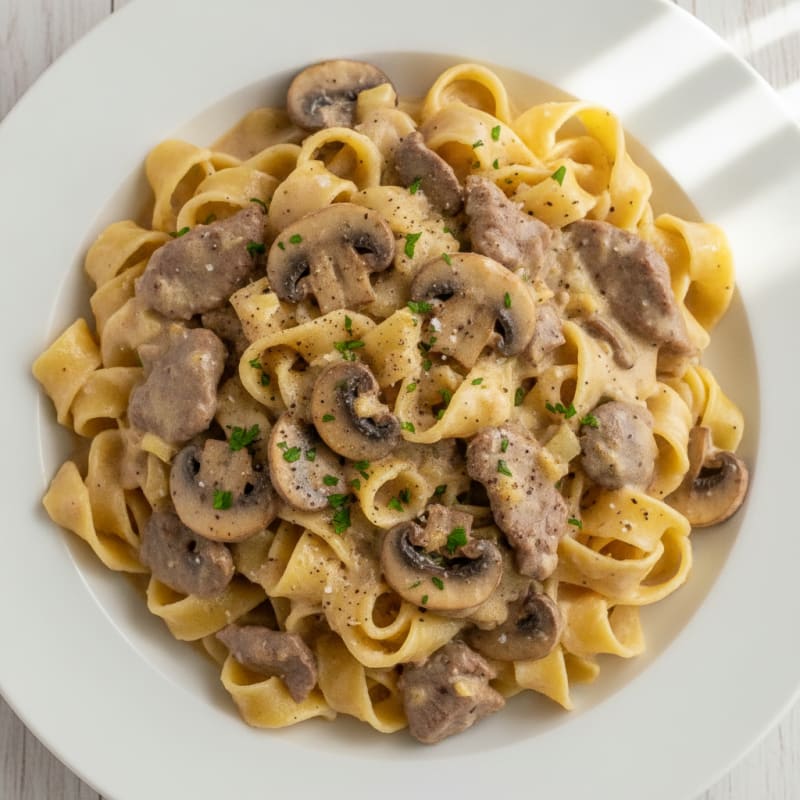 Classic Beef Stroganoff with Egg Noodles