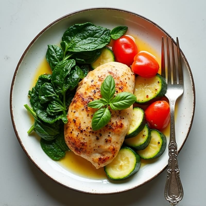 Creamy Coconut Green Herb Chicken and Vegetable Skillet