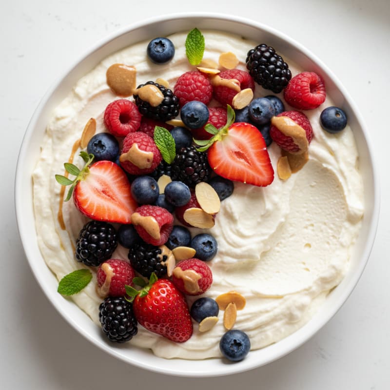 Silky Greek Yogurt Protein Mousse with Mixed Berries