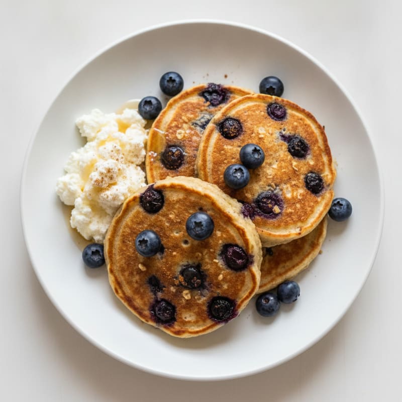 Cottage Cheese Protein Pancakes with Blueberries