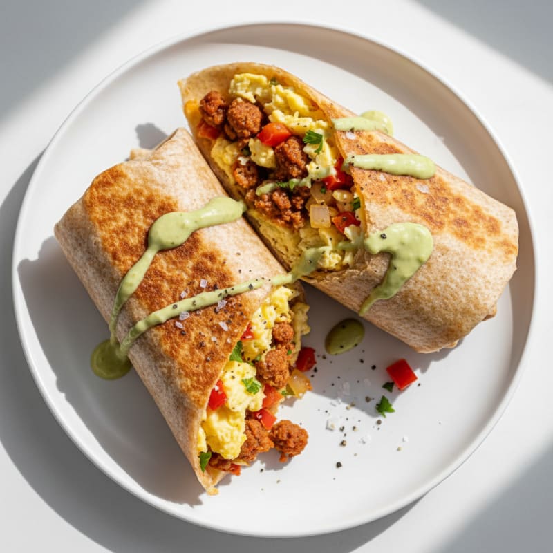 Crispy Chorizo and Egg Breakfast Burrito
