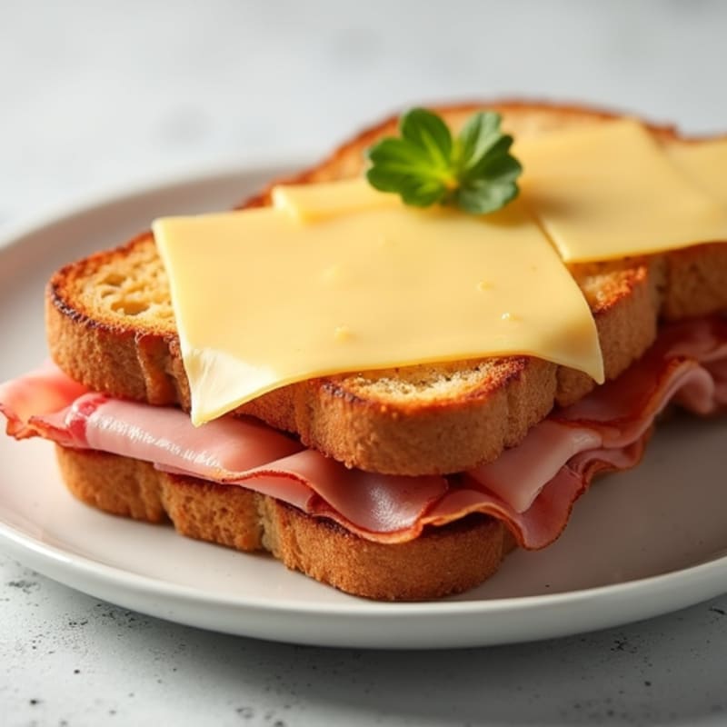 Open-Face Crispy Ham and Melted Swiss Sandwich