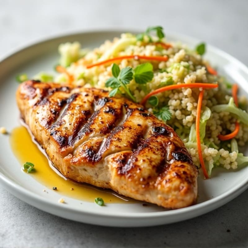 Grilled Chicken Breast with Crunchy Cabbage Slaw and Lemon Vinaigrette