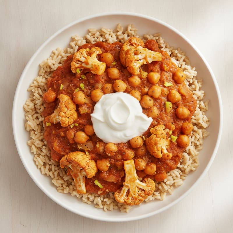 Chickpea Cauliflower Curry with Yogurt