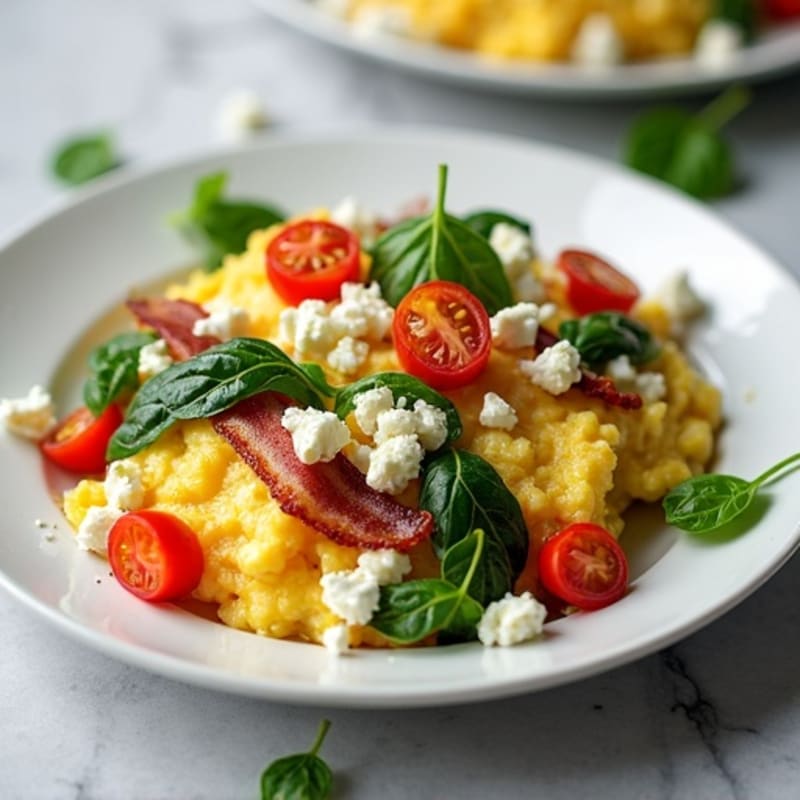 Egg White Scramble with Spinach and Turkey Bacon