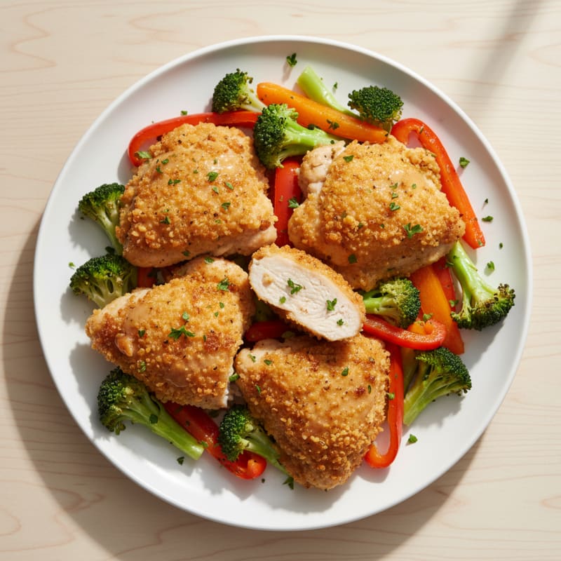 Crispy Baked Chicken Thighs with Roasted Vegetables