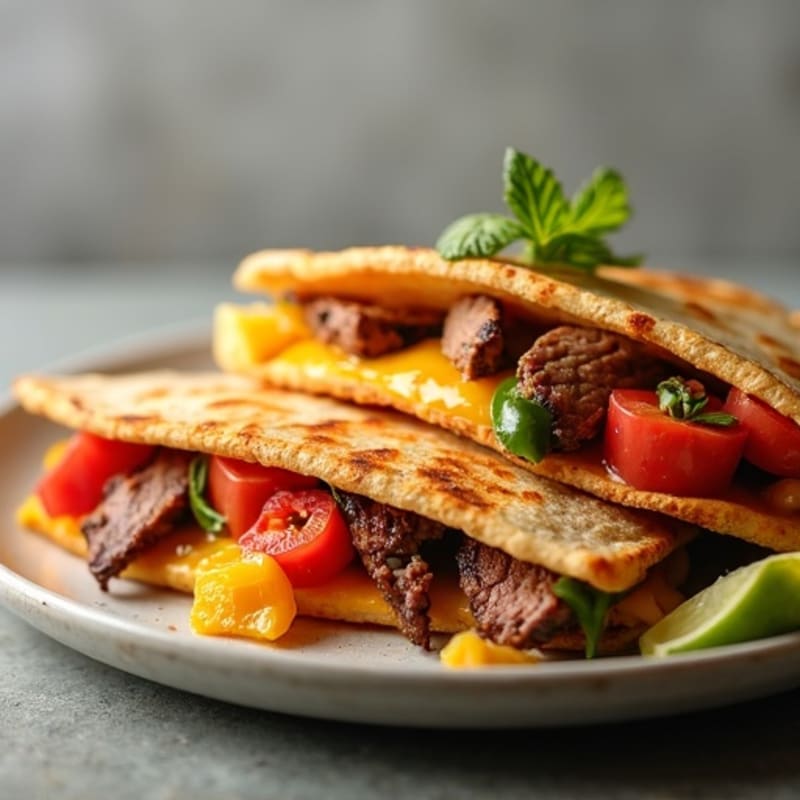 Crispy Steak and Veggie Quesadillas