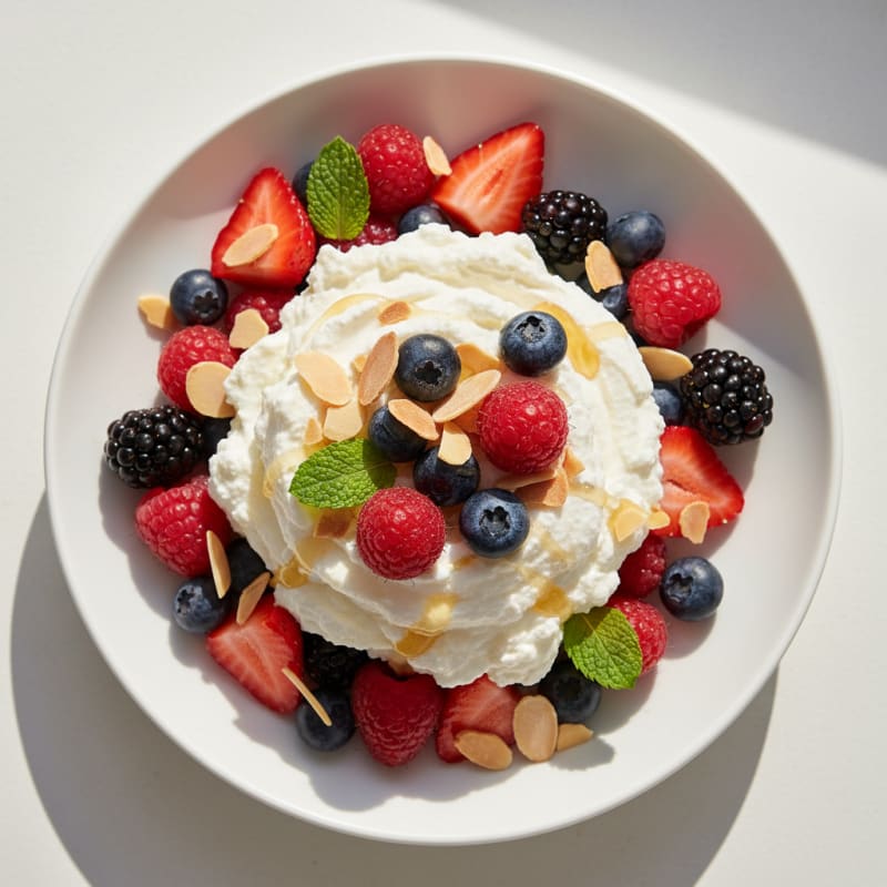 Greek Yogurt Protein Mousse with Mixed Berries