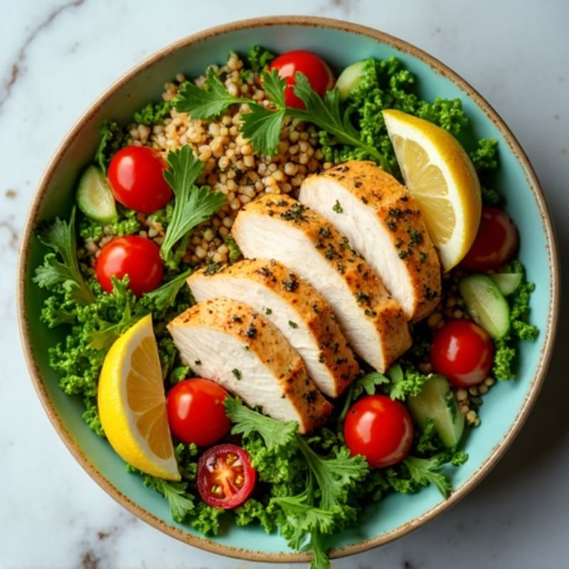 Lemon Herb Roasted Chicken Power Bowl with Crisp Greens