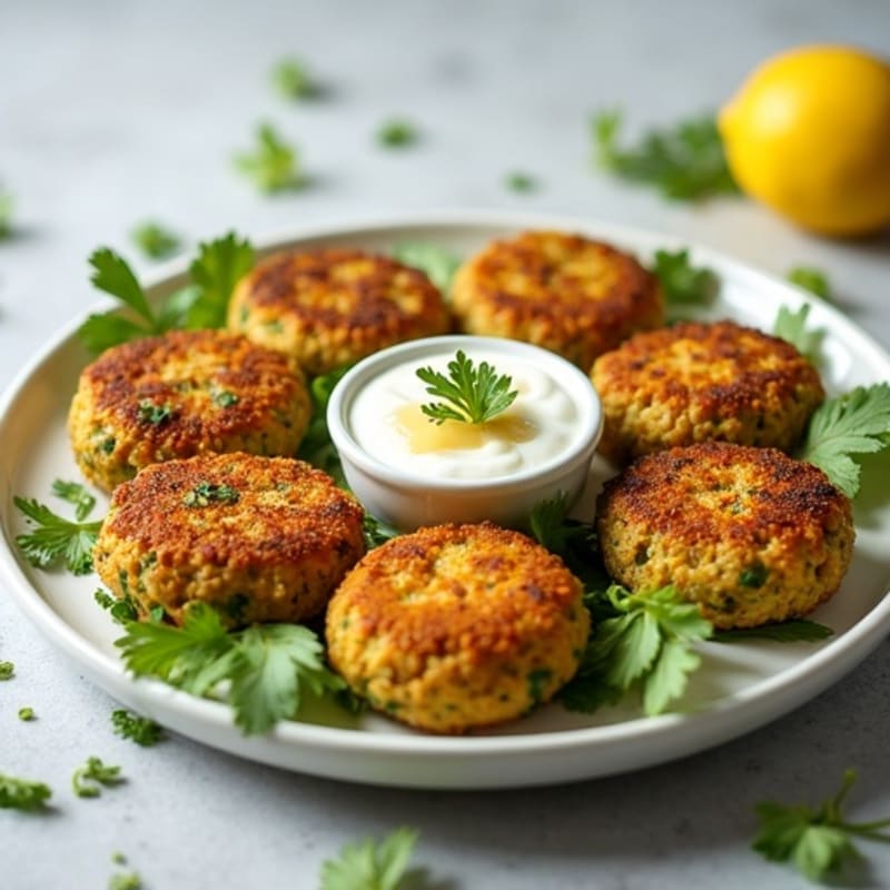 Crispy Baked Falafel with Lemon Tahini Drizzle
