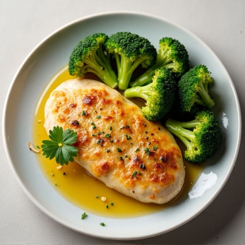 Garlic-Lemon Pan Seared Chicken with Roasted Broccoli