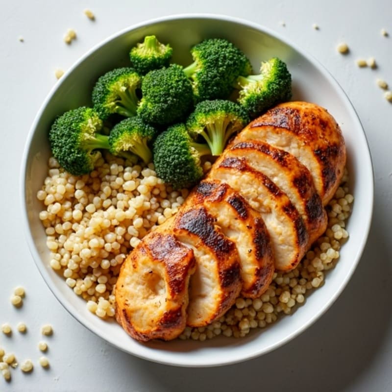 Grilled Chicken and Quinoa Power Bowl with Roasted Broccoli