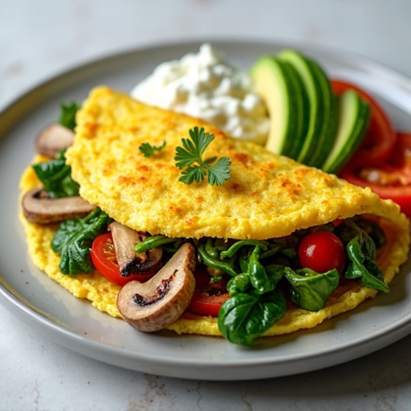 Egg White Veggie Omelette with Cottage Cheese