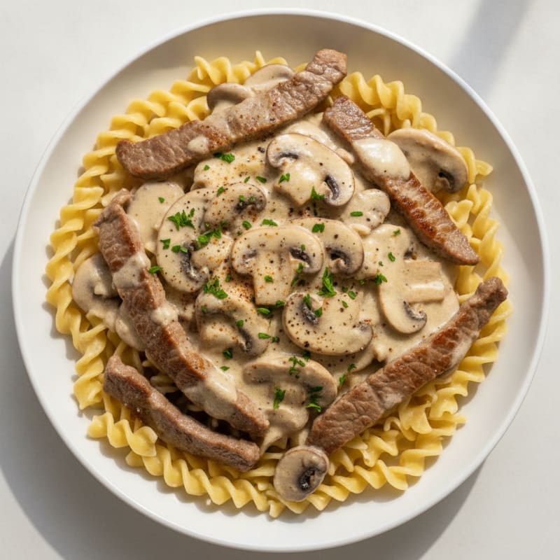 Classic Beef Stroganoff with Egg Noodles