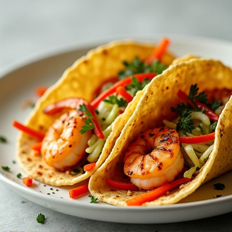 Sesame-Ginger Shrimp Tacos with Crunchy Asian Slaw