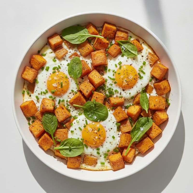 Baked Eggs with Roasted Sweet Potatoes