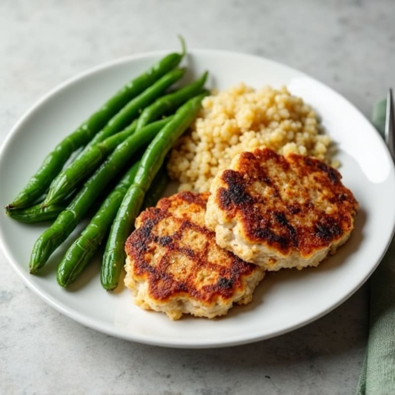 Seared Turkey Patties with Garlic Green Beans