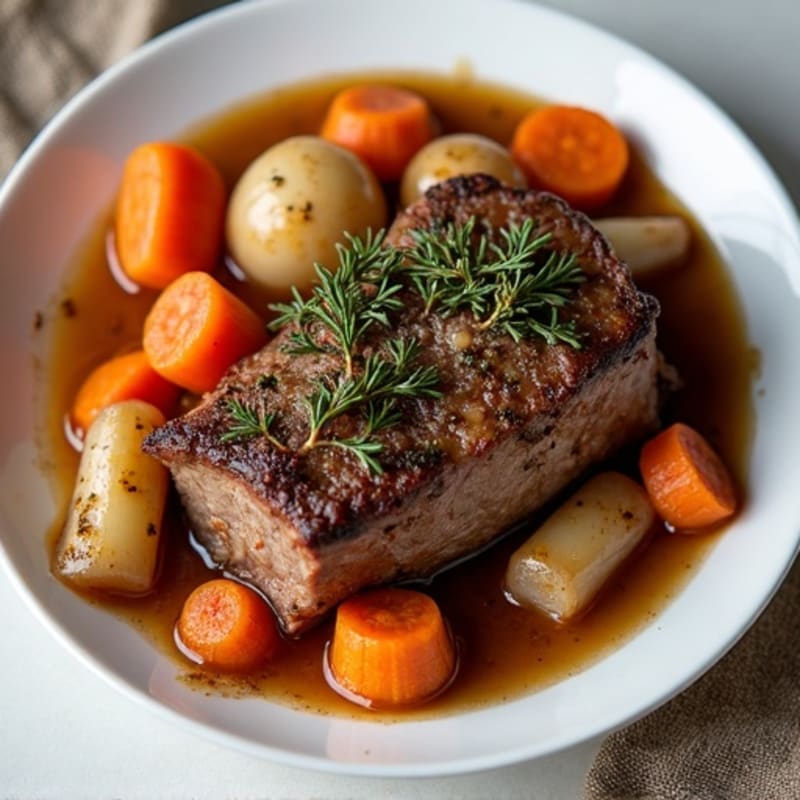 Garlic-Herb Braised Chuck Roast with Root Vegetables