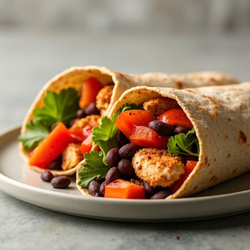 Crispy Baked Spiced Chicken and Black Bean Wraps