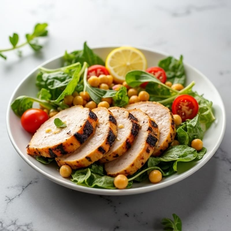 Grilled Turkey Breast Salad with Chickpeas and Lemon Vinaigrette