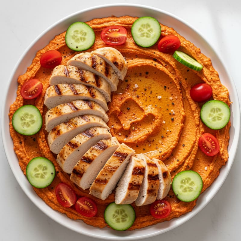 Creamy Roasted Red Pepper Hummus Platter