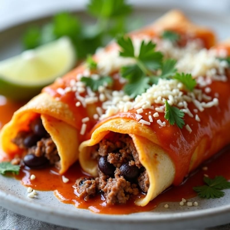 Lean Beef and Black Bean Baked Enchiladas