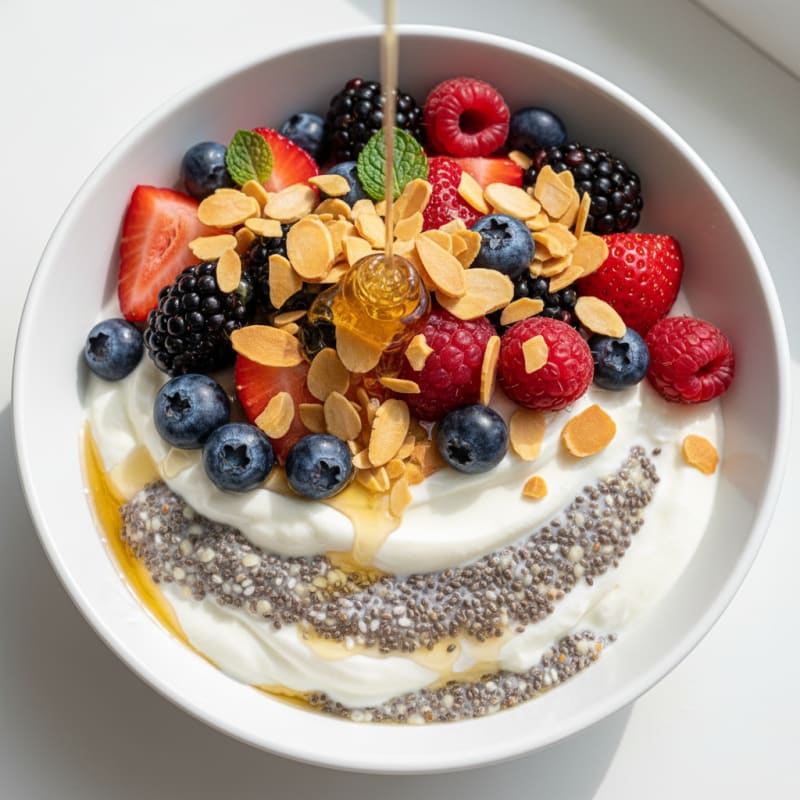 Creamy Greek Yogurt Parfait with Chia Seeds and Mixed Berries