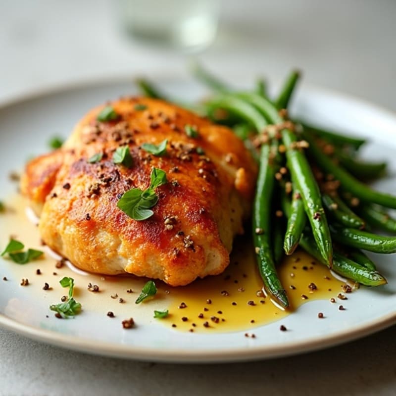 Crispy Buttermilk Baked Chicken with Roasted Sweet Potatoes and Green Beans