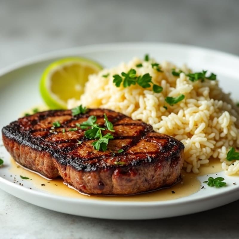 Garlic-Seared Steak with Coconut Lime Rice
