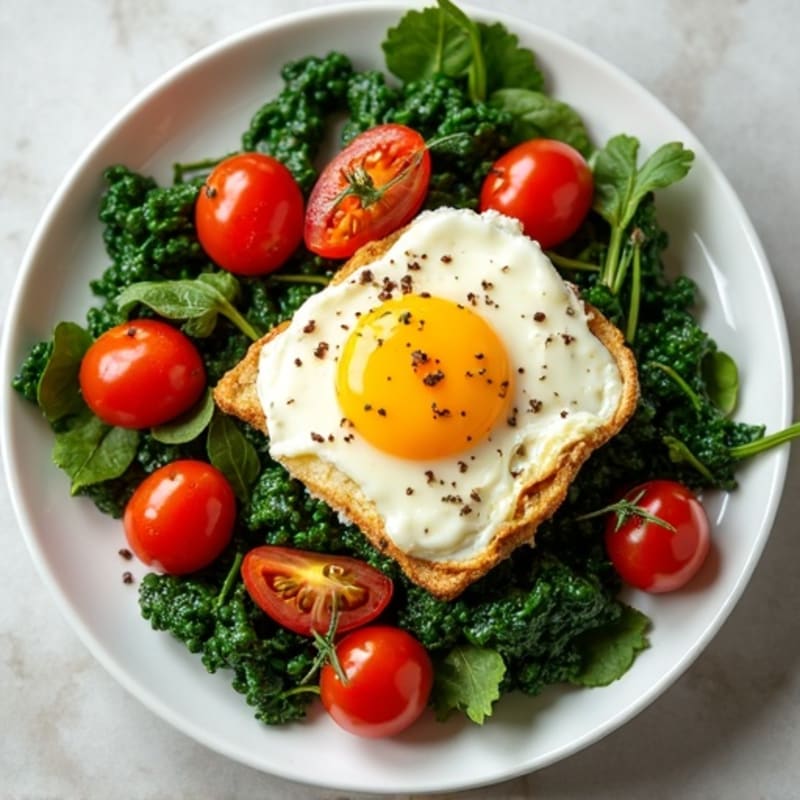 Baked Feta with Garlicky Spinach and Roasted Tomatoes