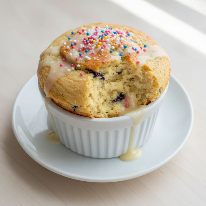 Vanilla Bean Mug Cake with Sprinkles