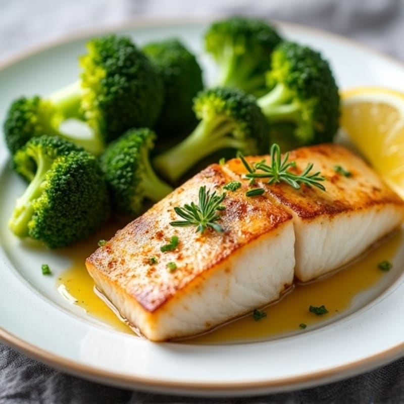 Seared Tilapia with Steamed Broccoli and Lemon