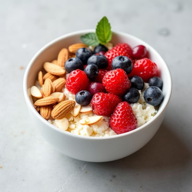 Cottage Cheese Bowl with Fresh Berries and Almonds