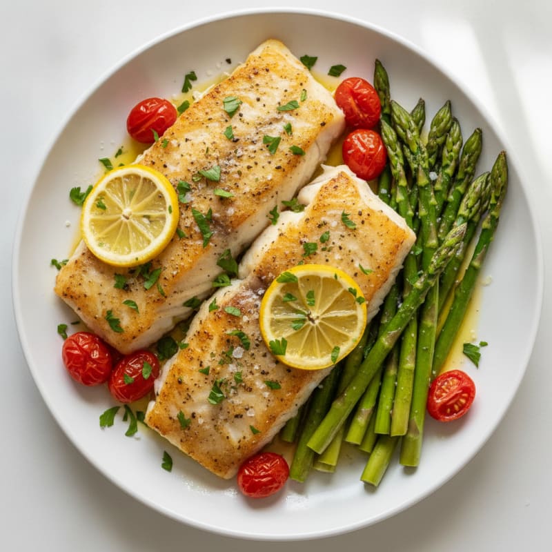 Lemon Herb Baked Cod with Asparagus