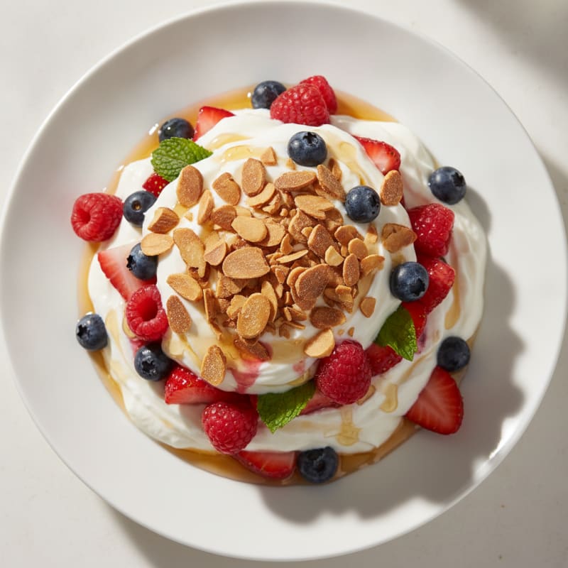 Creamy Greek Yogurt Parfait with Mixed Berries and Toasted Almonds