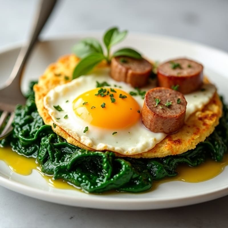 Egg White Scramble with Turkey Sausage and Sautéed Spinach