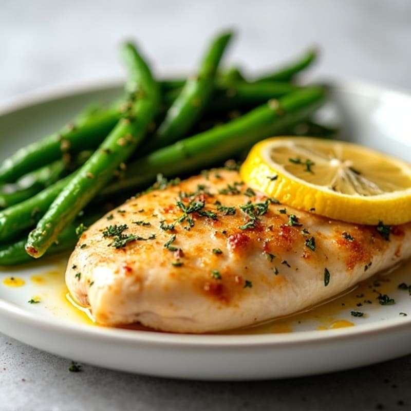 Lemon Herb Roasted Chicken with Crispy Green Beans