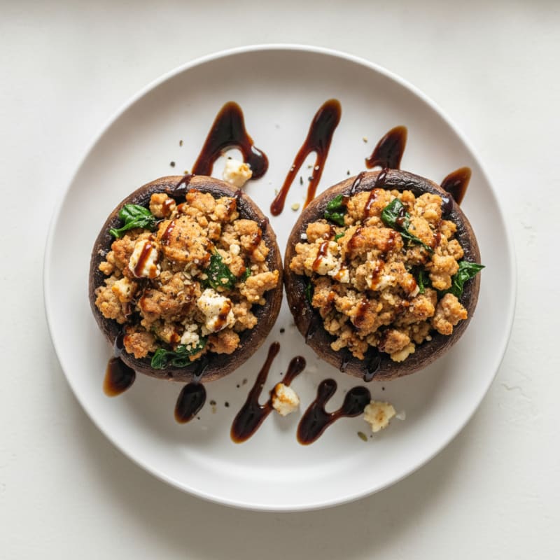 Herb-Stuffed Portobello Mushrooms with Balsamic Glaze