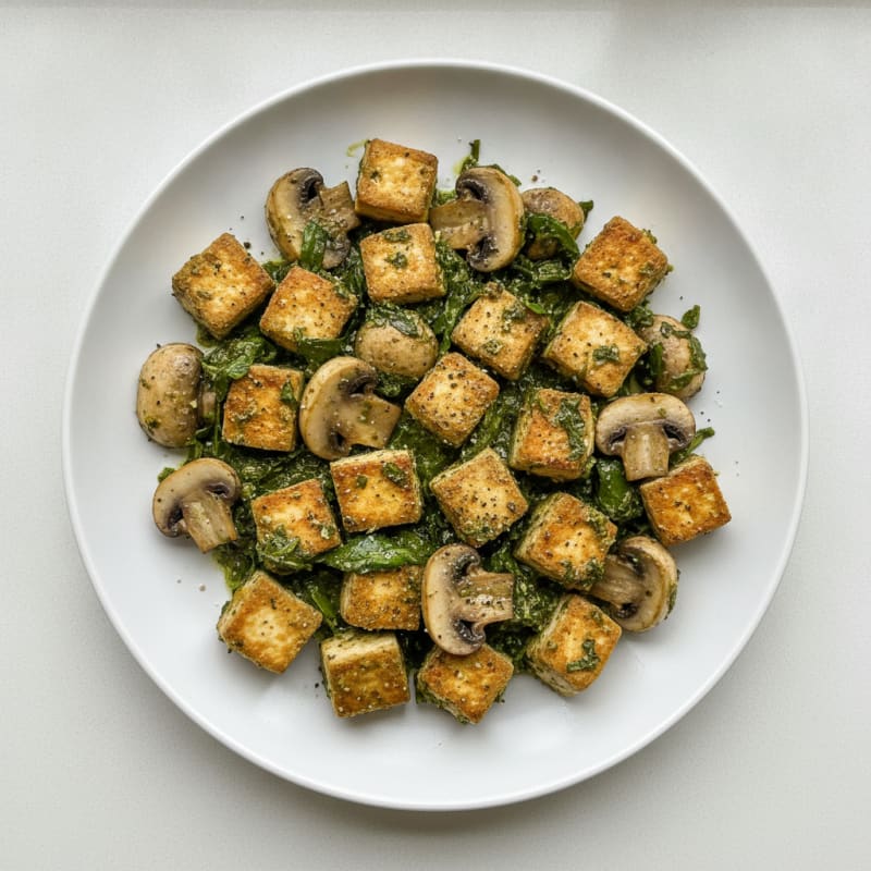 Wild Garlic Tofu & Mushroom Skillet