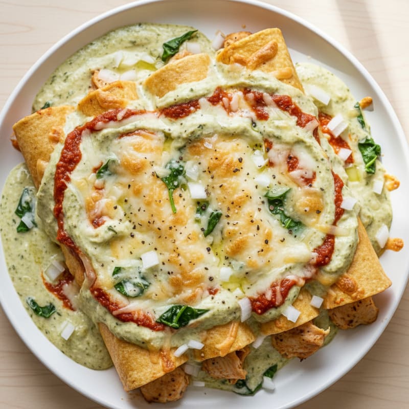 Creamy Chili-Lime Chicken Enchiladas