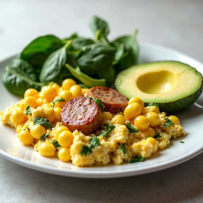 Egg White and Turkey Sausage Scramble with Spinach