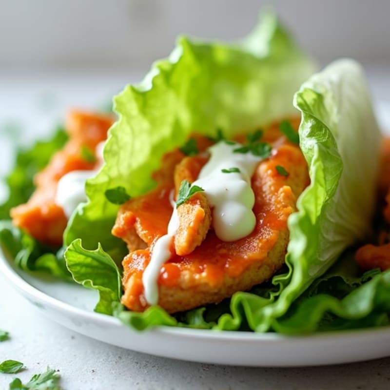 Spicy Buffalo Chicken Lettuce Wraps with Creamy Ranch