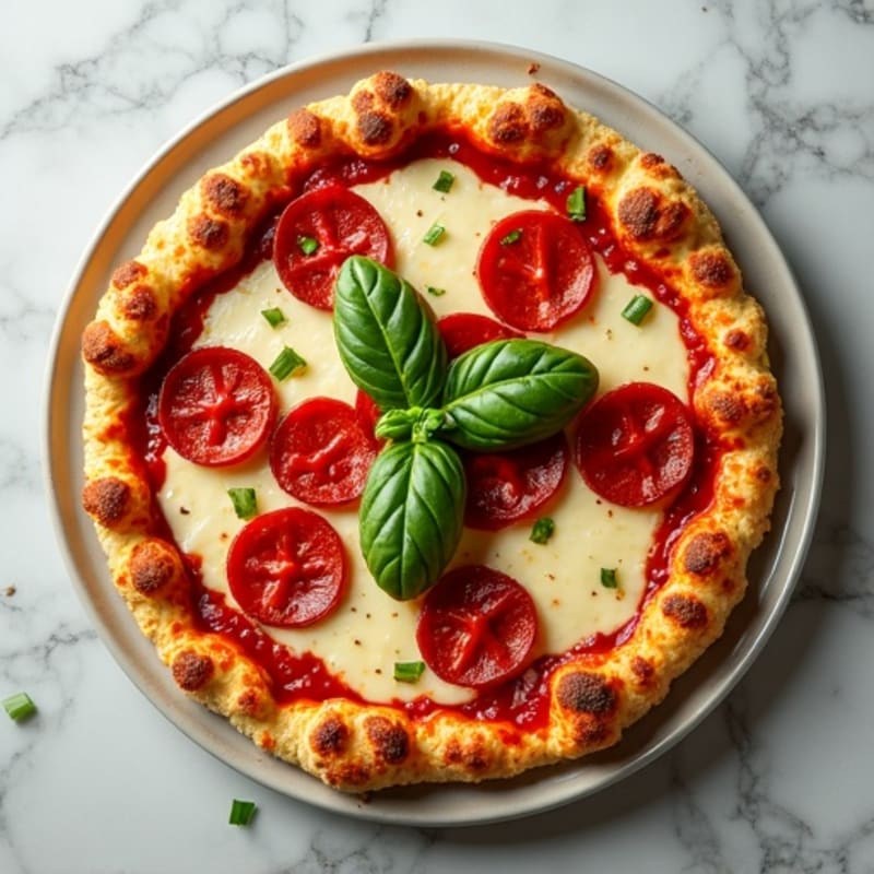 Crispy Cauliflower Crust Pizza with Fresh Herbs and Lean Turkey Pepperoni