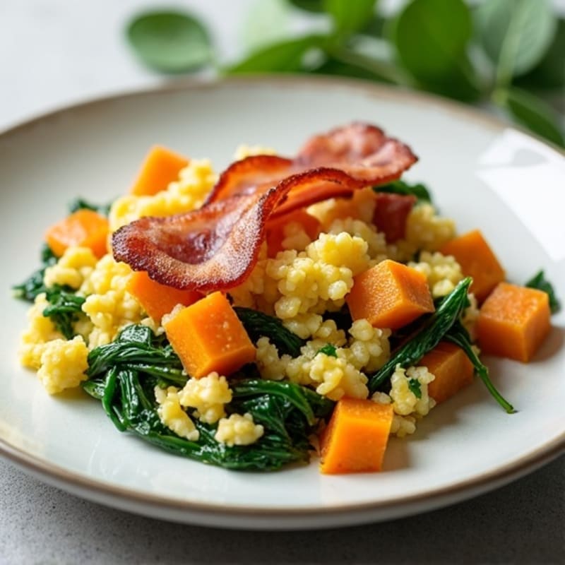 Scrambled Egg Whites with Spinach and Turkey Bacon