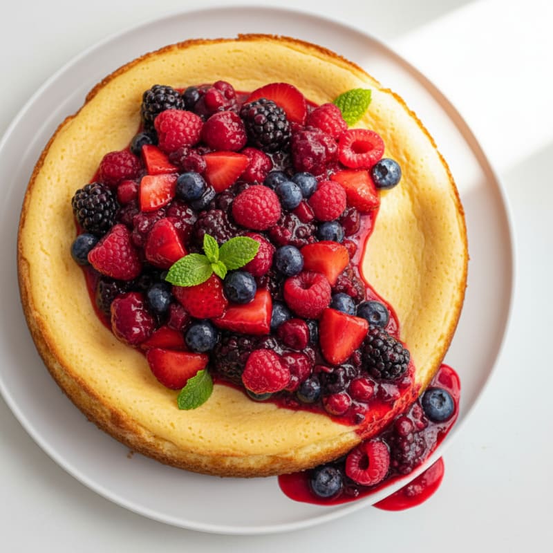 Greek Yogurt Protein Cheesecake with Mixed Berries